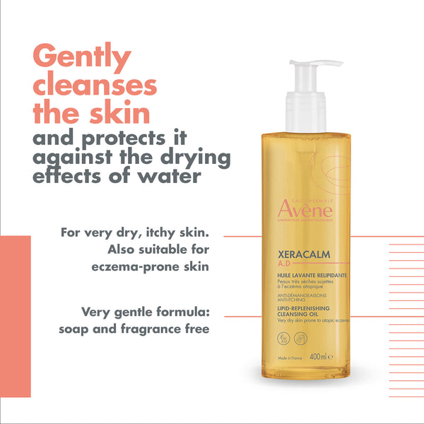 Avène XeraCalm A.D. Lipid-Replenishing Cleansing Oil for Dry, Itchy Skin