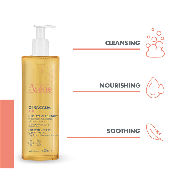 Avène XeraCalm A.D. Lipid-Replenishing Cleansing Oil for Dry, Itchy Skin