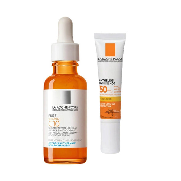 La Roche-Posay Pure Vitamin C10 Serum 30ml with Travel Size UVMune 400 Invisible Fluid SPF50+ Bundle