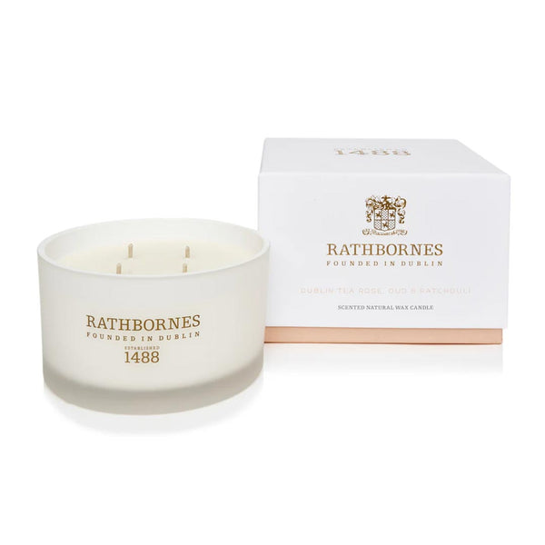 Rathbornes 1488 Dublin Tea Rose, Oud and Patchouli Scented Tin Candle